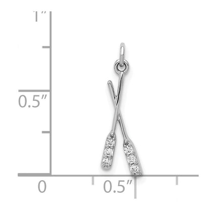 14K Weißgold Anhänger mit echten Diamanten in Ruderform