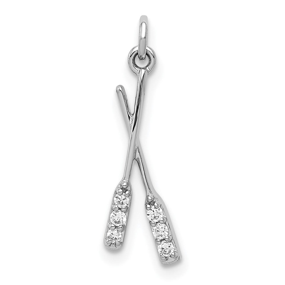 14K Weißgold Anhänger mit echten Diamanten in Ruderform