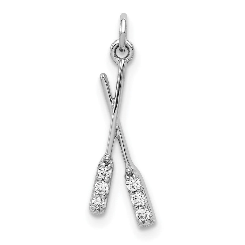 14K Weißgold Anhänger mit echten Diamanten in Ruderform