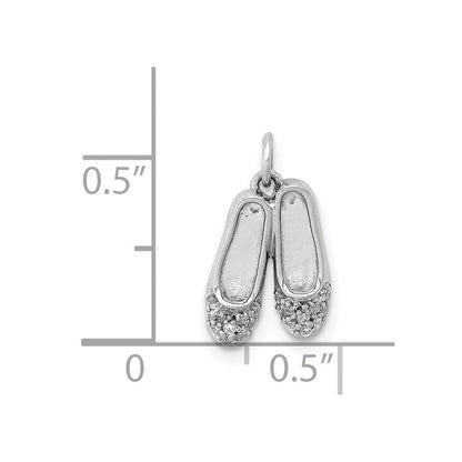 14K Weißgold Echtdiamant-Ballettschuhe-Anhänger