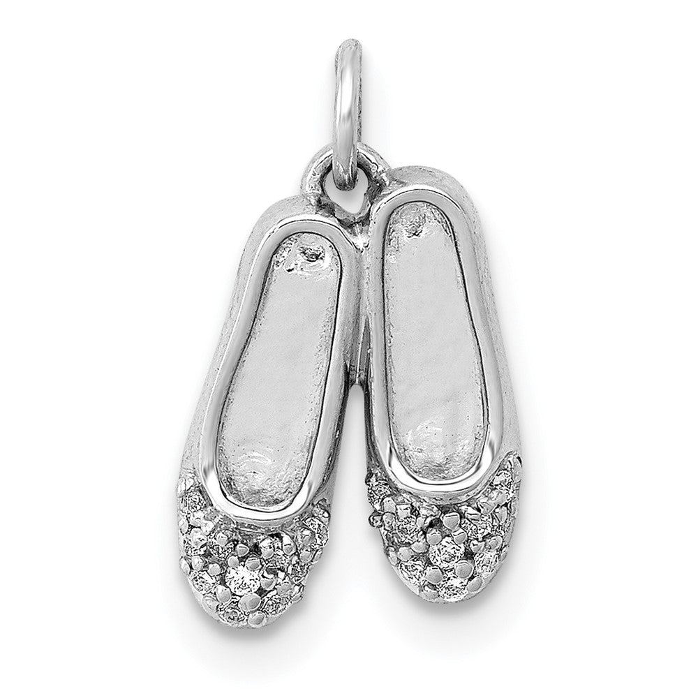14K Weißgold Echtdiamant-Ballettschuhe-Anhänger