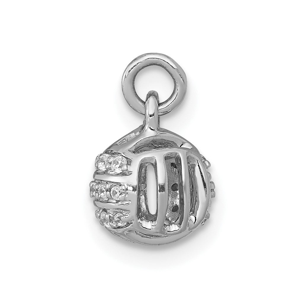 14K Weißgold Volleyball-Anhänger mit echtem Diamant