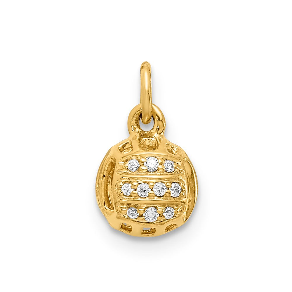 14K Weißgold Volleyball-Anhänger mit echtem Diamant
