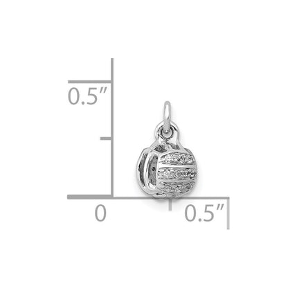 14K Weißgold Volleyball-Anhänger mit echtem Diamant