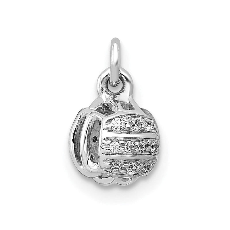 14K Weißgold Volleyball-Anhänger mit echtem Diamant