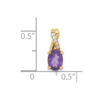 14K Gelbgold Oval Amethyst und Diamant Anhänger