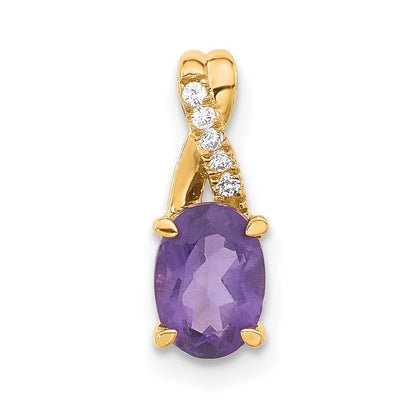 14K Gelbgold Oval Amethyst und Diamant Anhänger