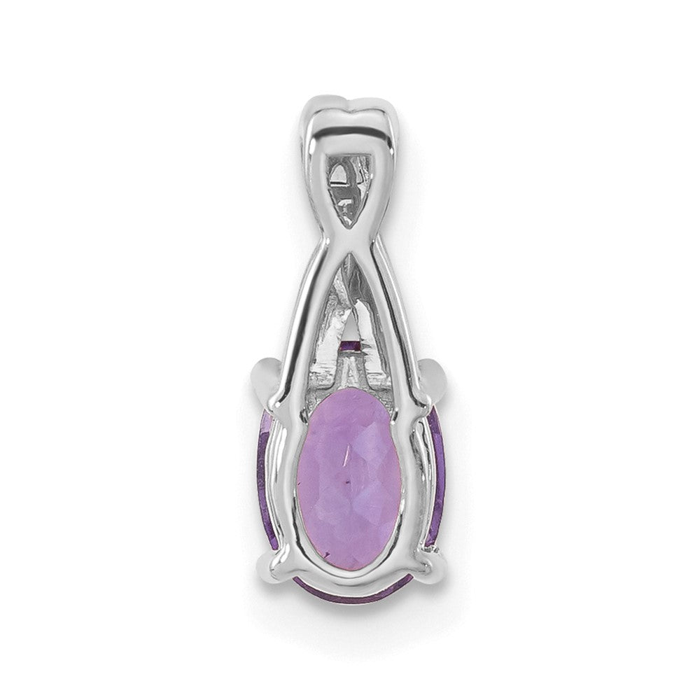 14K Weißgold Anhänger mit ovalem Amethyst und echten Diamanten