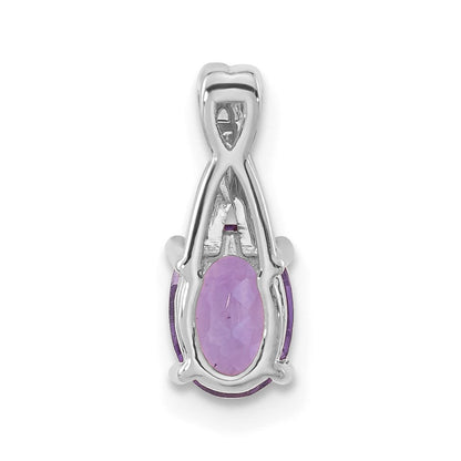 14K Weißgold Anhänger mit ovalem Amethyst und echten Diamanten