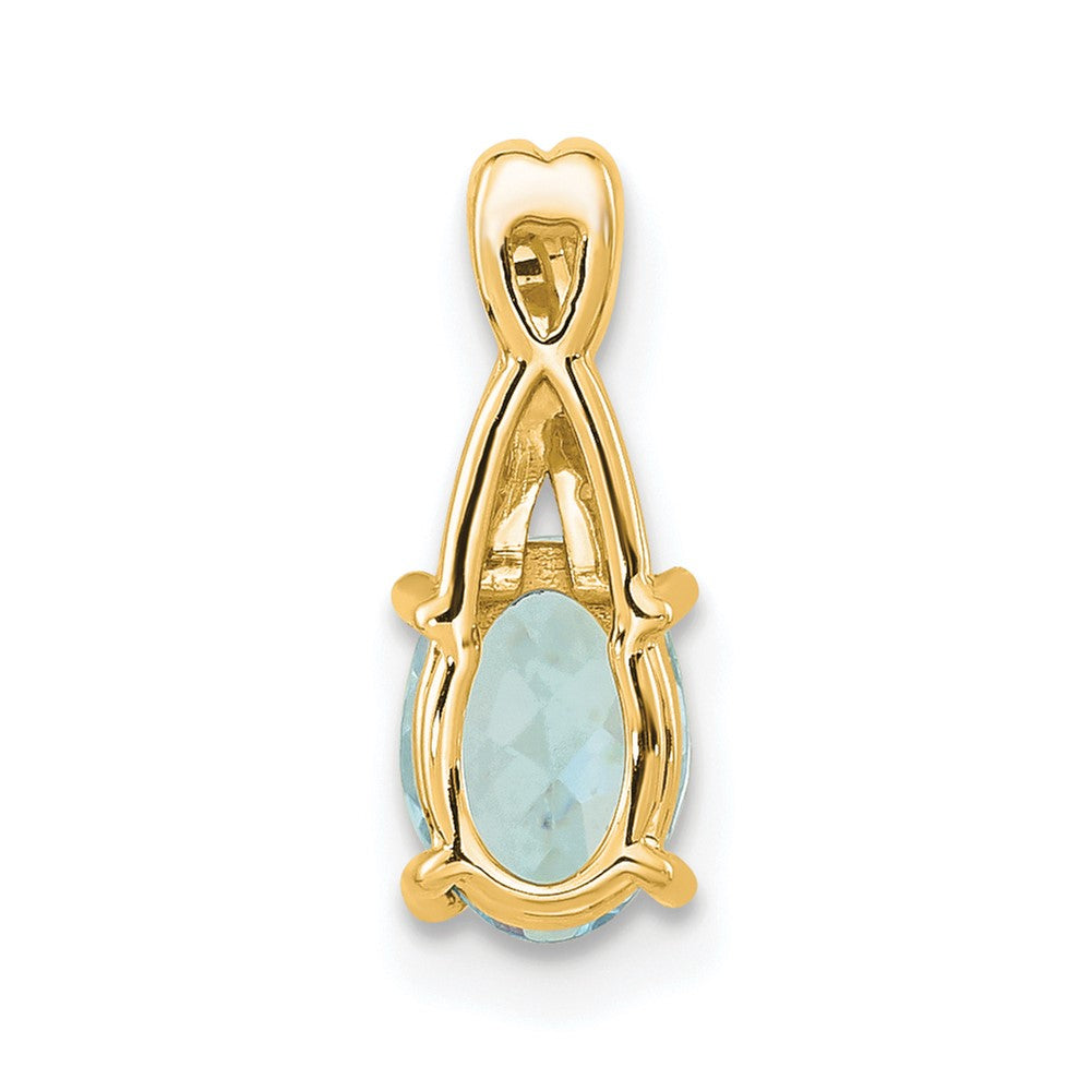 14K Gelbgold Oval Aquamarin und Diamant Anhänger