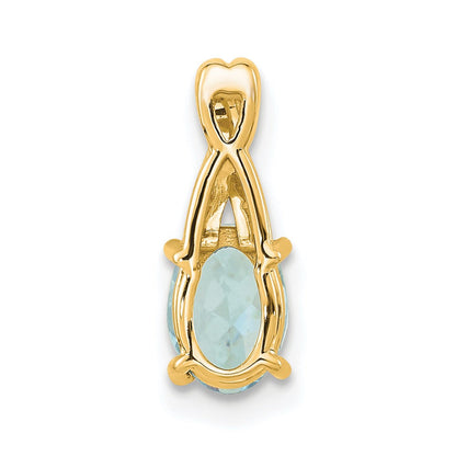 14K Gelbgold Oval Aquamarin und Diamant Anhänger