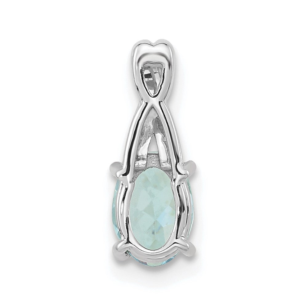 14K Weißgold Oval Aquamarin und Diamant Anhänger
