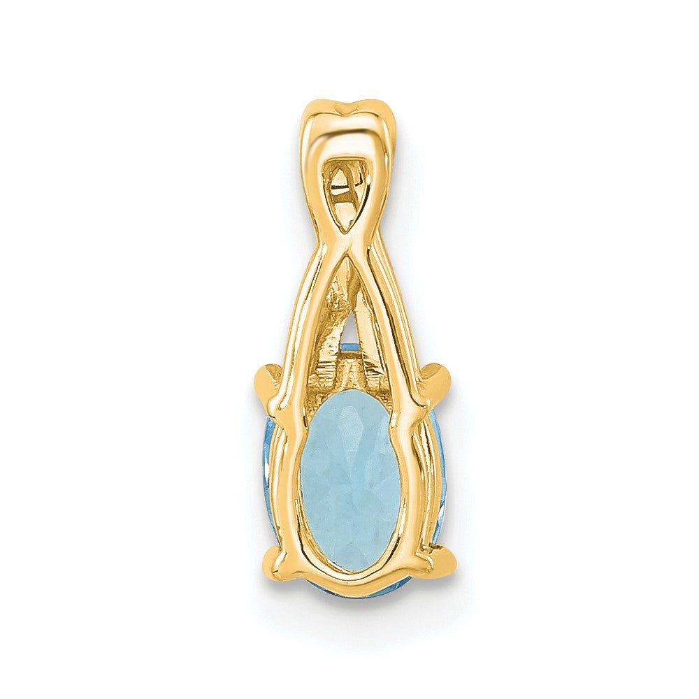 14K Gelbgold Oval Blautopas und Diamant Anhänger