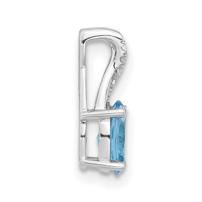 14K Weißgold Anhänger, oval, mit Blautopas und echtem Diamant