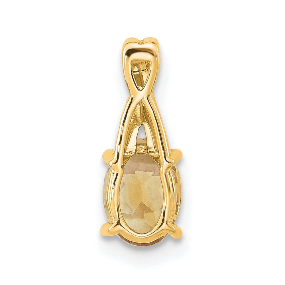 14K Gelbgold Oval Citrin und Diamant Anhänger