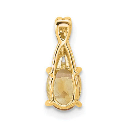 14K Gelbgold Oval Citrin und Diamant Anhänger