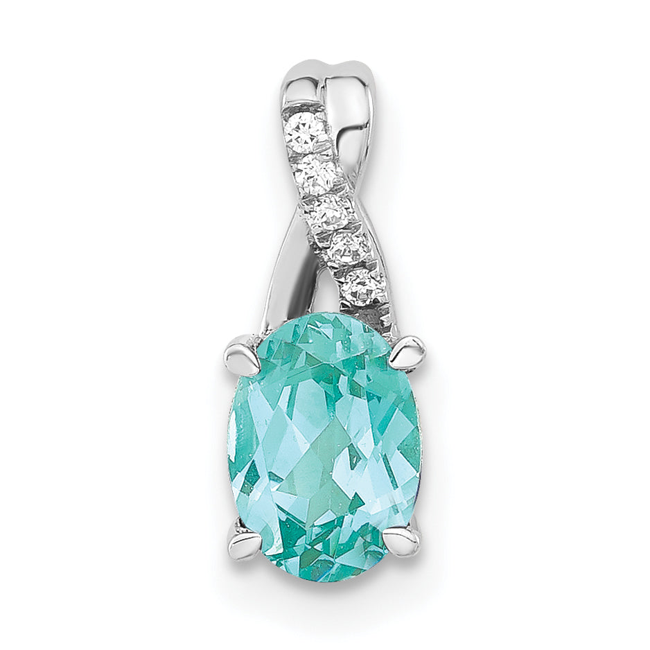 Pure Serenity 14K Weißgold Anhänger mit 0,03 ct. im Labor gezüchtetem Diamant VS/SI+ G+ und im Labor gezüchtetem Paraiba-Turmalin-Tropfen