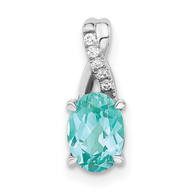 Pure Serenity 14K Weißgold Anhänger mit 0,03 ct. im Labor gezüchtetem Diamant VS/SI+ G+ und im Labor gezüchtetem Paraiba-Turmalin-Tropfen