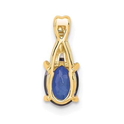 14K Gelbgold Oval Erzeugt Saphir und Diamant Anhänger