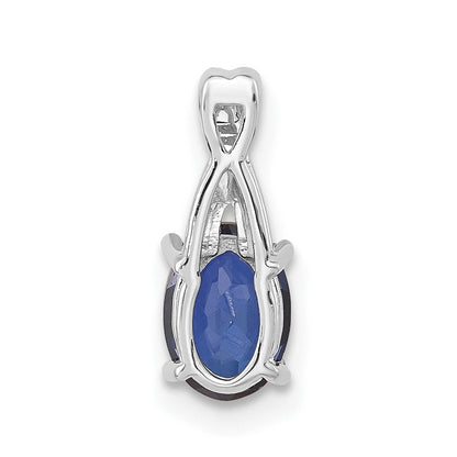 14K Weißgold Oval Erzeugt Saphir und Diamant Anhänger