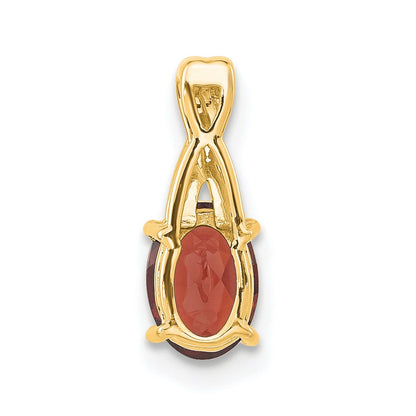 14K Gelbgold Oval Granat und Diamant Anhänger