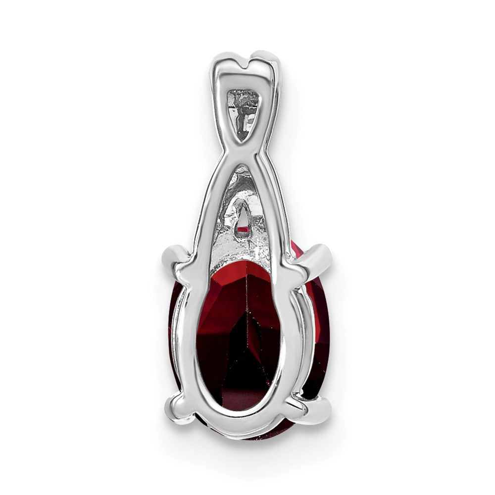 14K Weißgold Anhänger mit ovalem Granat und echten Diamanten