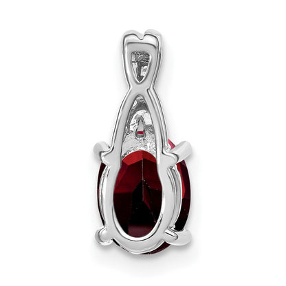 14K Weißgold Anhänger mit ovalem Granat und echten Diamanten