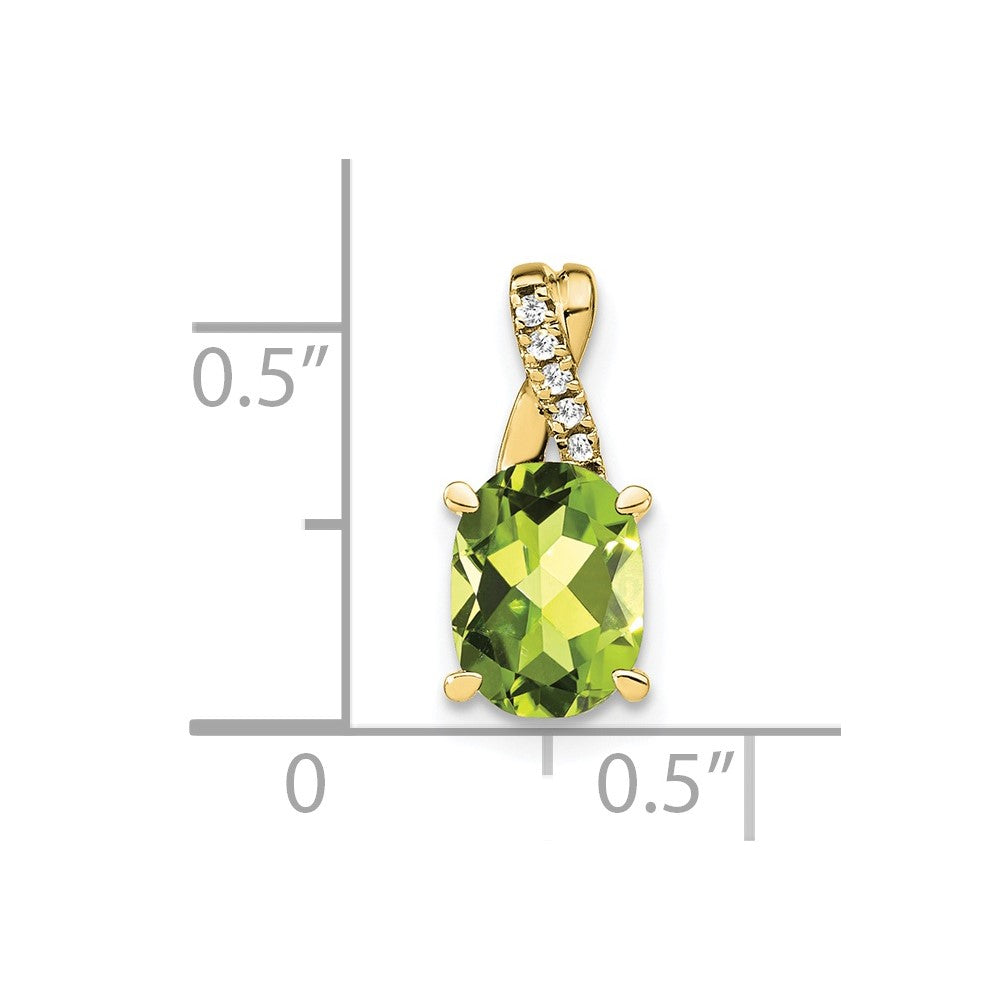 10K Gelbgold Oval Peridot und Diamant Anhänger