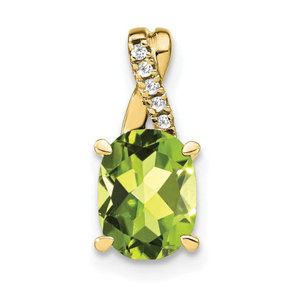 10K Gelbgold Oval Peridot und Diamant Anhänger