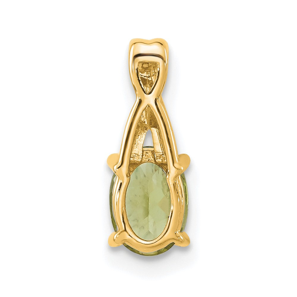 14K Gelbgold Oval Peridot und Diamant Anhänger