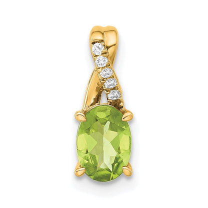 14K Gelbgold Oval Peridot und Diamant Anhänger