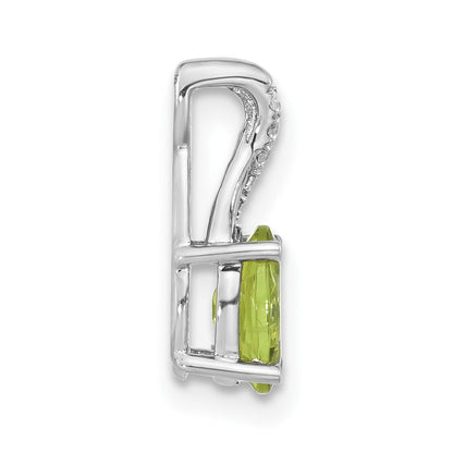 14K Weißgold Anhänger, oval, mit Peridot und echtem Diamant