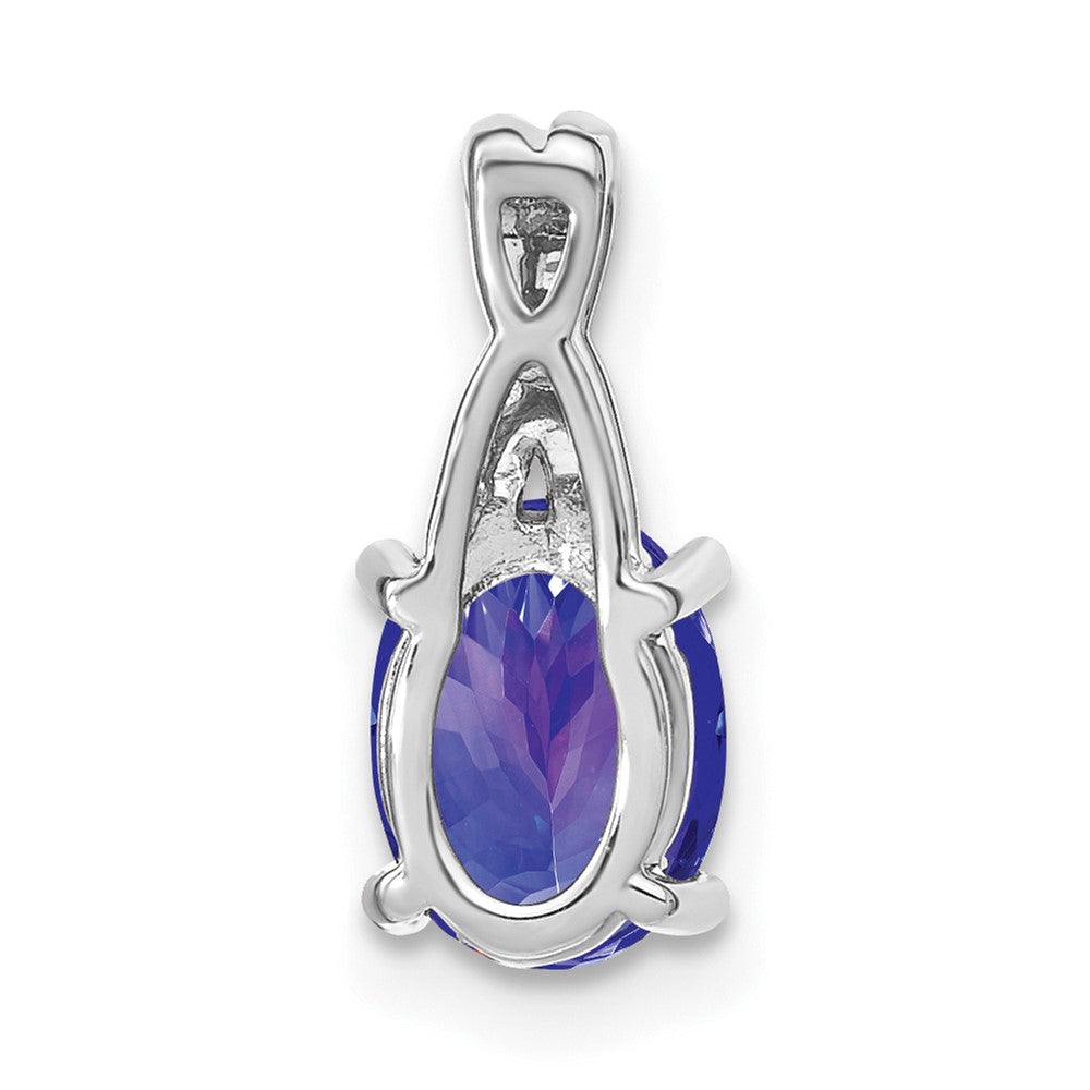14K Weißgold 14K Weißgold Oval Tansanit und Diamant Anhänger