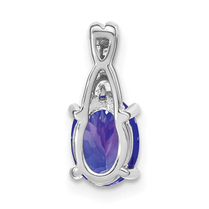 14K Weißgold 14K Weißgold Oval Tansanit und Diamant Anhänger