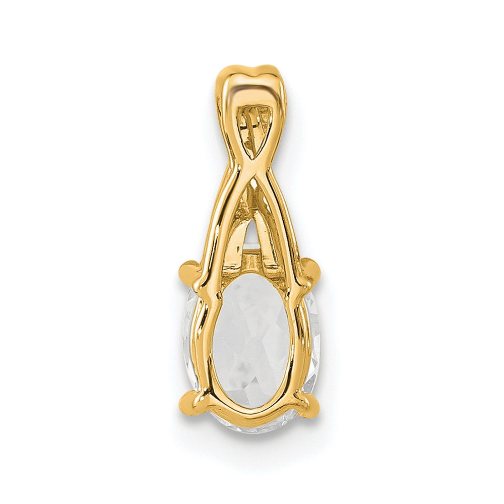 14K Gelbgold Oval Weiß Topas und Diamant Anhänger