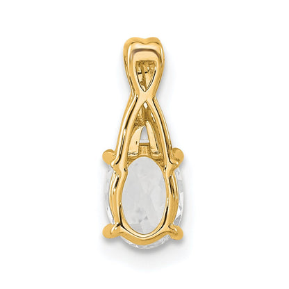 14K Gelbgold Oval Weiß Topas und Diamant Anhänger