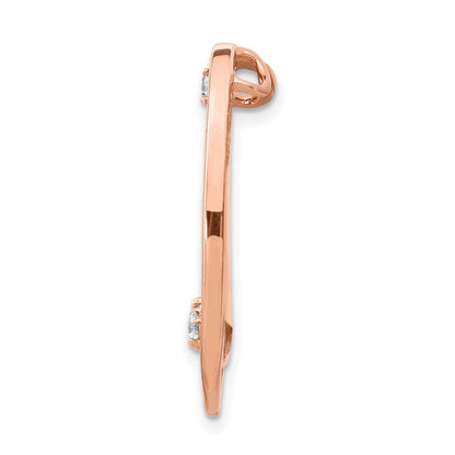 14K Roségold 1/5ct. Echt Diamant Doppelt Oval Kette Anhänger