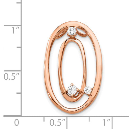 14K Roségold 1/5ct. Echt Diamant Doppelt Oval Kette Anhänger