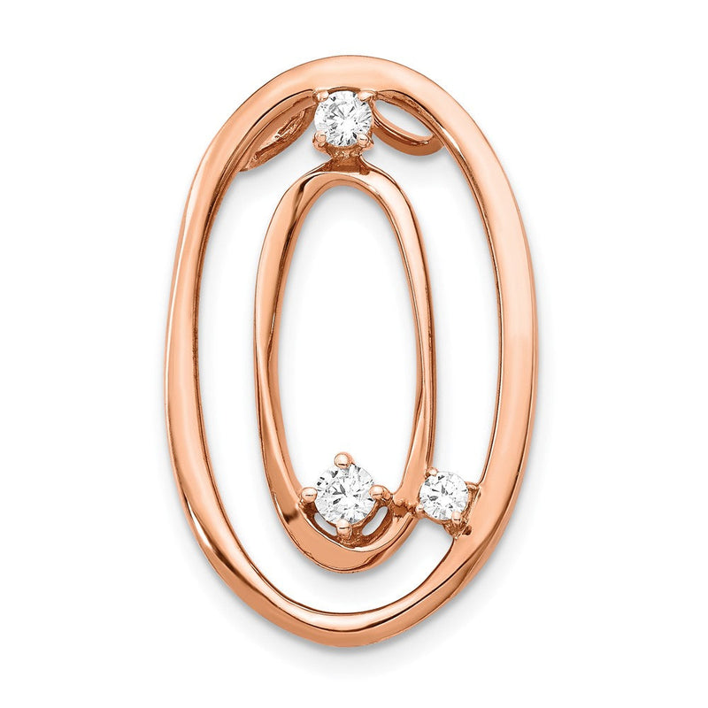 14K Roségold 1/5ct. Echt Diamant Doppelt Oval Kette Anhänger