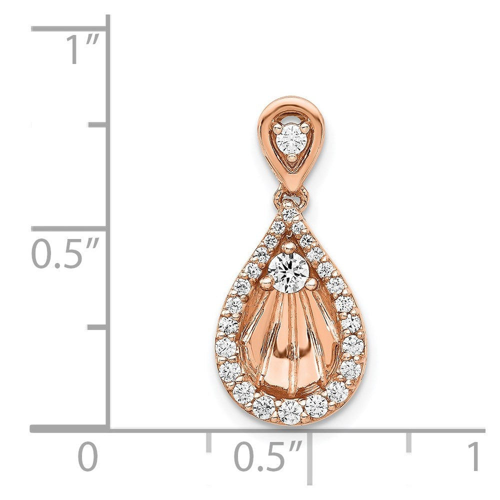 14K Roségold Vintage-Anhänger in Tropfenform mit 0,375 ct. echten Diamanten