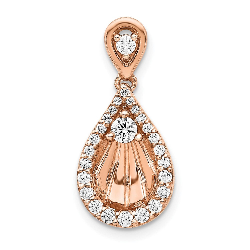 14K Roségold Vintage-Anhänger in Tropfenform mit 0,375 ct. echten Diamanten