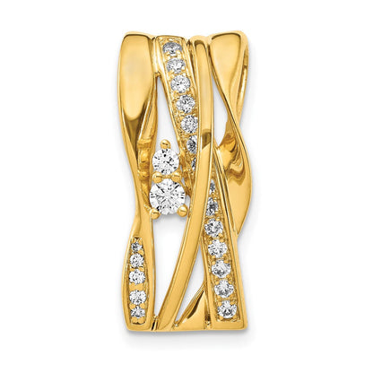 14K Gelbgold Labordiamant-Gleitanhänger mit ausgefallenem Kurvenstab-Kettenglied, 0,375 ct., VS/SI+ G+