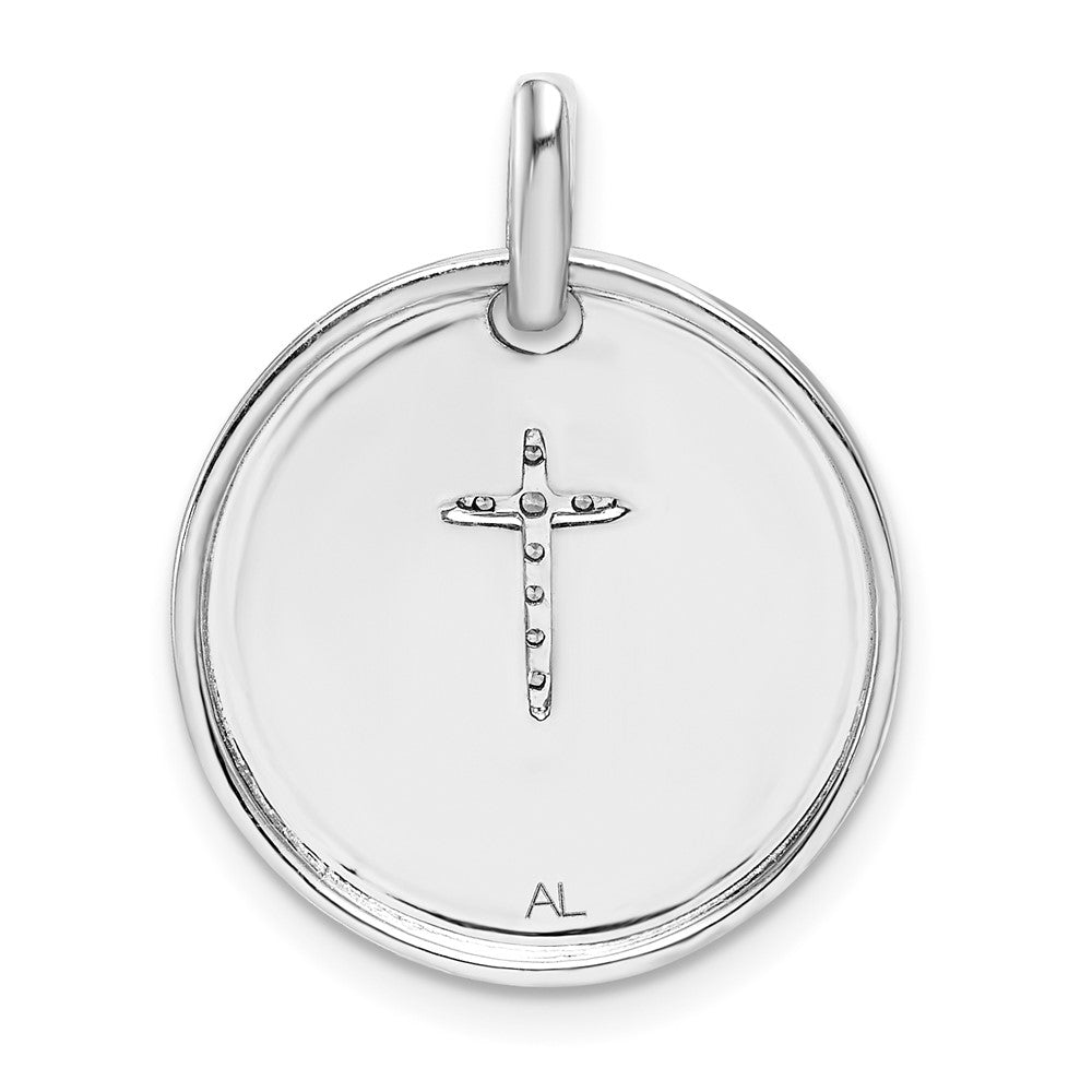 14 K Weißgold Kreuz-Anhänger mit echten Diamanten „Glaube