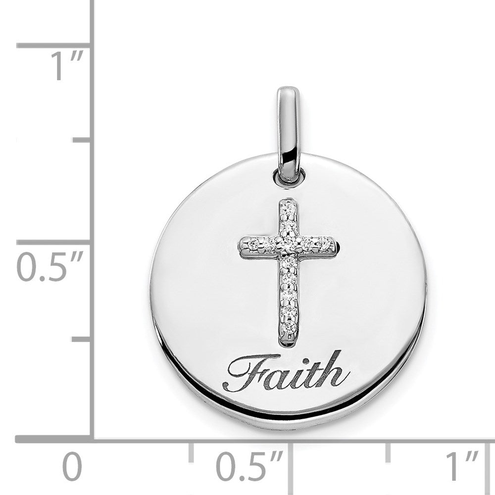 14 K Weißgold Kreuz-Anhänger mit echten Diamanten „Glaube