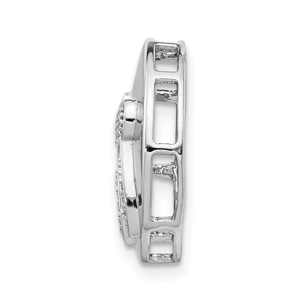 14K Weißgold 1/10ct. Echt Diamant Chai Kreis Kette Anhänger