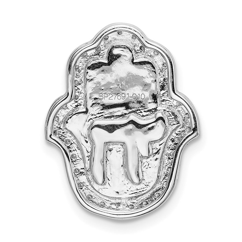 14K Weißgold 1/10ct. Echt Diamant Chai auf Hamsa Kette Anhänger