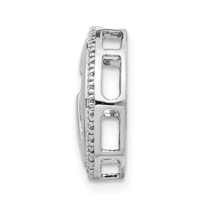 14K Weißgold 1/10ct. Echt Diamant Chai Kette Anhänger