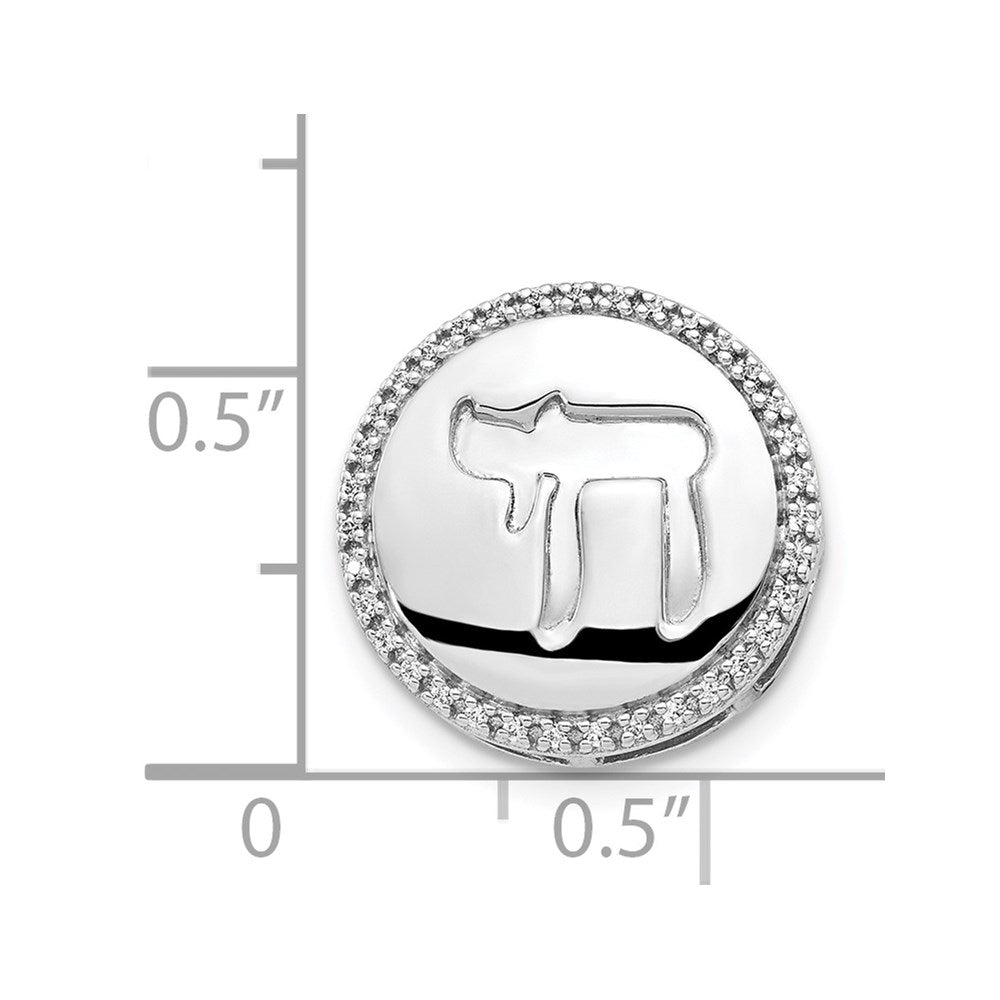14K Weißgold 1/10ct. Echt Diamant Chai Kette Anhänger