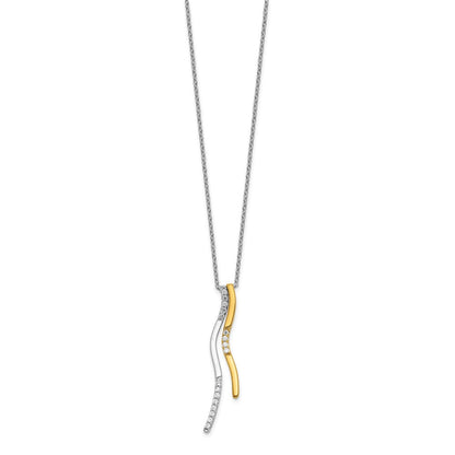 14K Bicolor Gold Echt Diamant Halskette