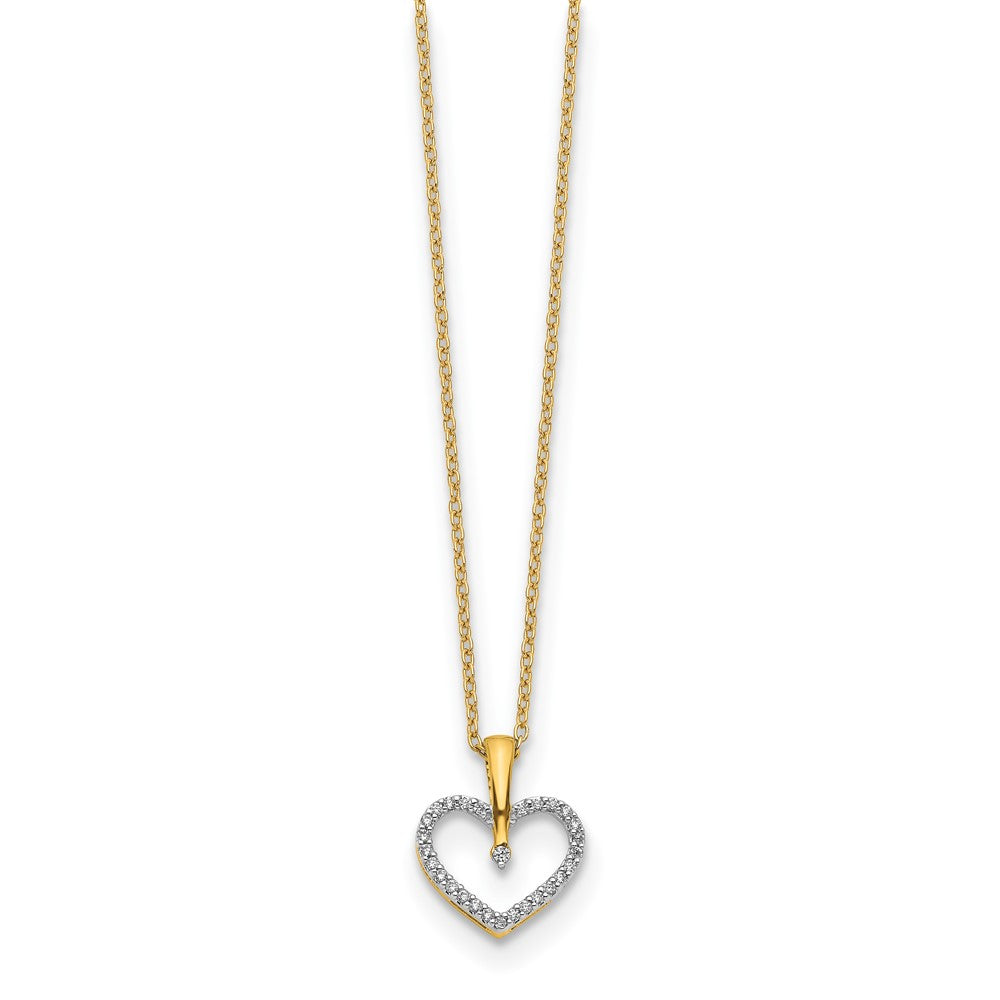 14K Gelbgold Herz-Anhänger mit echten Diamanten